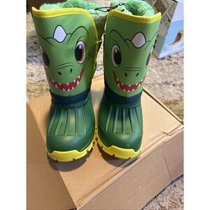 Kids Dinosaur Rain Boots Size 34 Green Waterproof Winter Rubber Boots Boys Girls